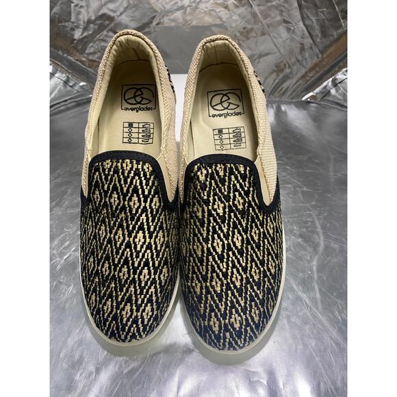 Everglades Boutique slip on sneaker black with tan Women's Size 9 - Picture 1 of 5